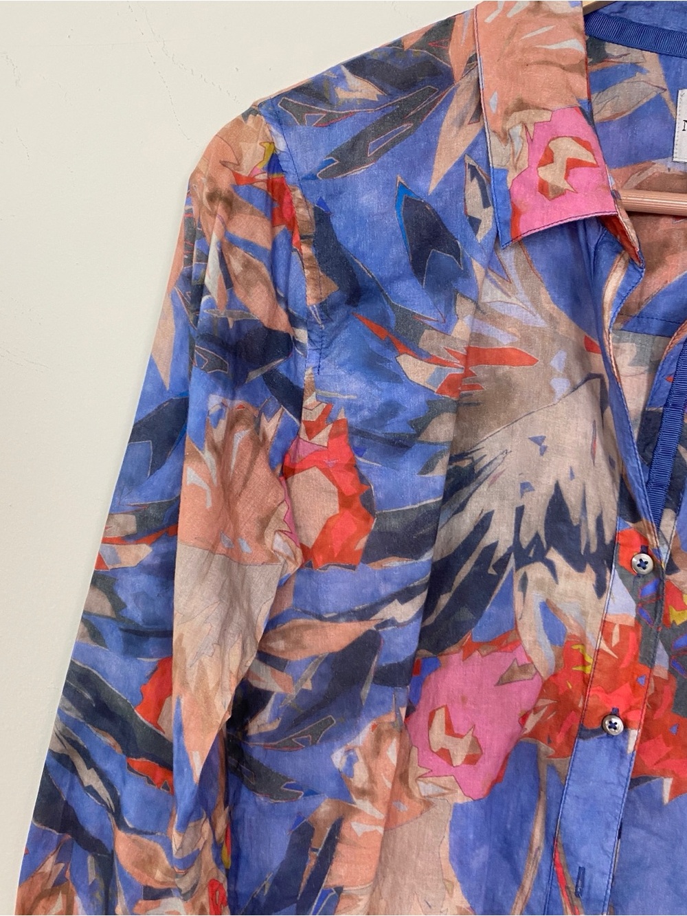 Nic+Zoe Dreamscape Printed Crinkle Shirt‎ Sz S - Picture 4 of 10